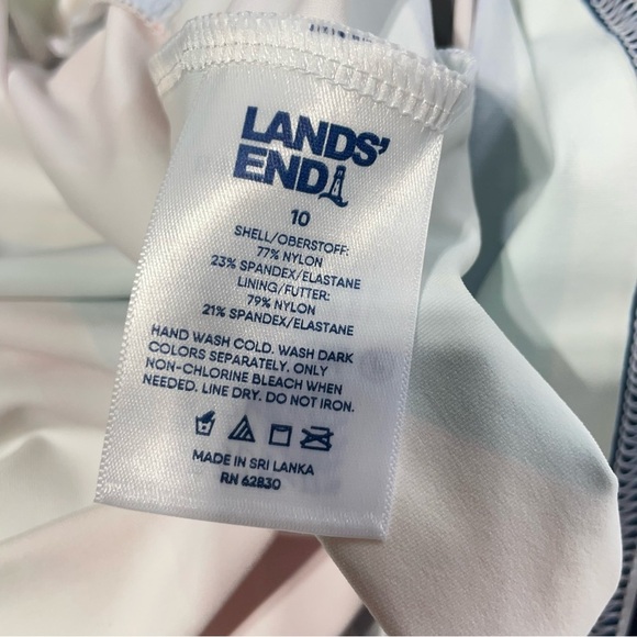 LANDS' END Pink and Blue Size 10 Chlorine Resistant High Neck Tankini Swim Top - Picture 9 of 12